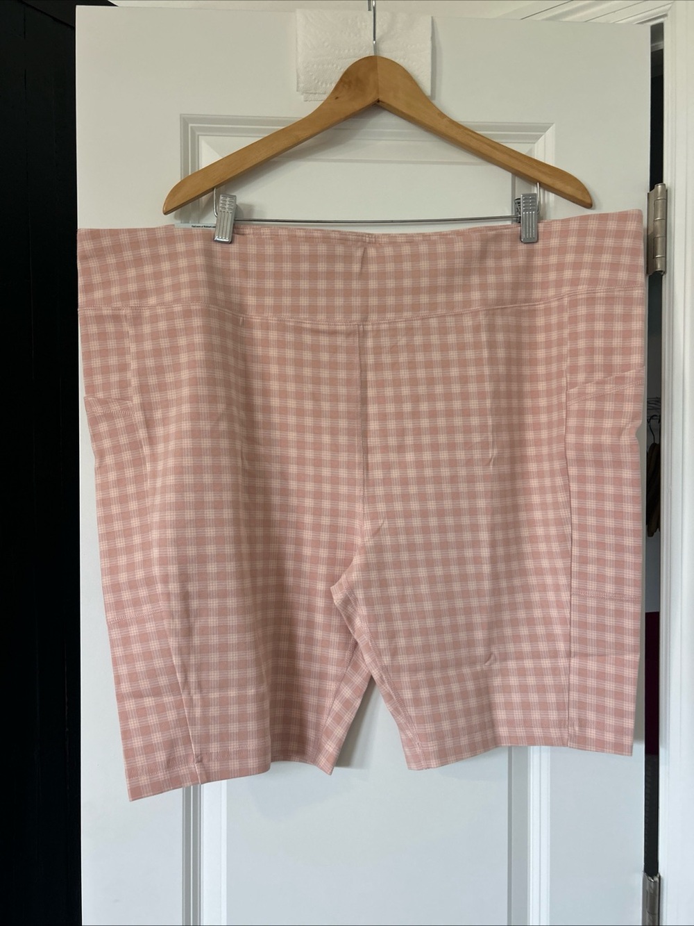 Terra & Sky Women's 4X-Bike Shorts w/ Pocket, Light Rose- 9” Inseam, High Rise